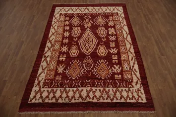 Geometric Red Moroccan Area Rug 7x10