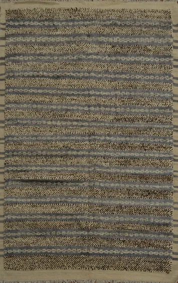 Striped Wool Moroccan Area Rug 6x8