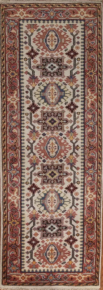 Heriz Serapi Geometric Handmade Runner Rug 3x8