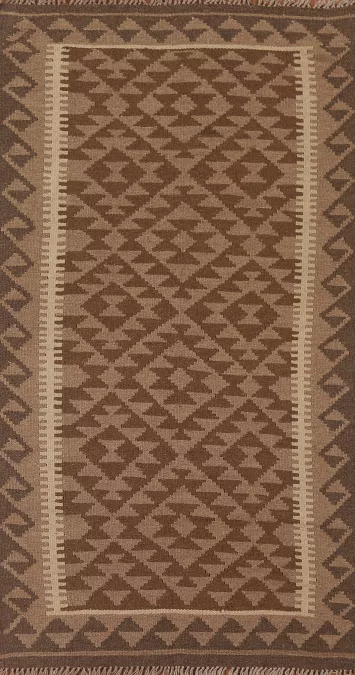 Brown Kilim Reversible Wool Area Rug 3x6