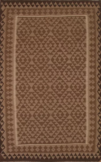 Brown Kilim Reversible Wool Area Rug 7x10