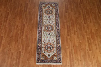 Geometric Heriz Serapi Runner Rug 3x8