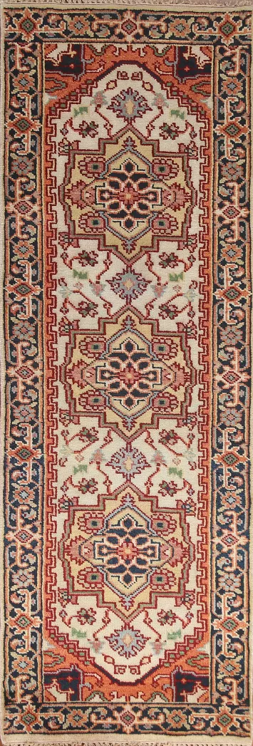 Geometric Heriz Serapi Runner Rug 3x8
