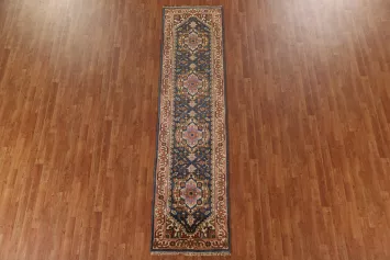 Geometric Heriz Serapi Runner Rug Wool 3x10