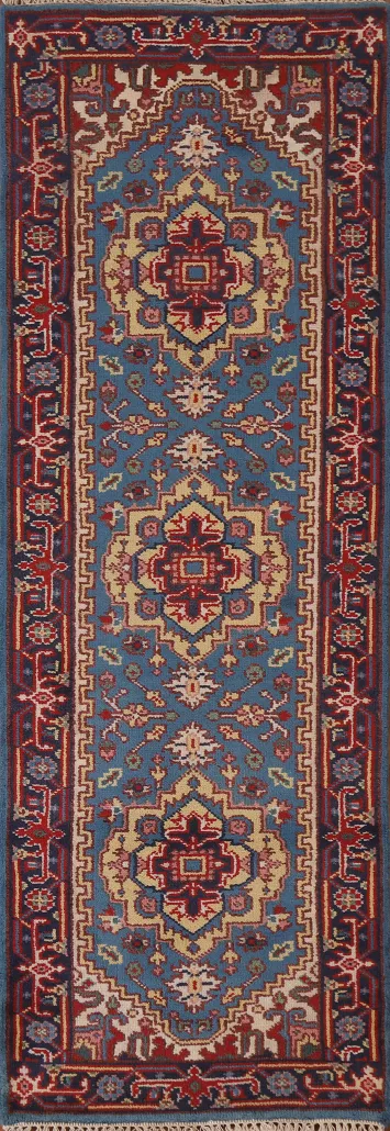 Geometric Heriz Serapi Runner Rug 3x8