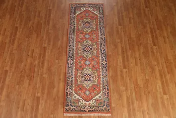 Geometric Heriz Serapi Runner Rug 3x8