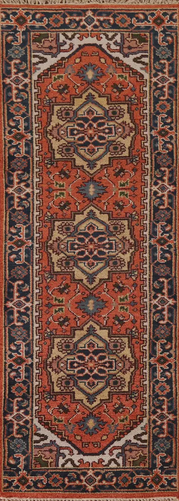 Heriz Serapi Runner Rug Hand-knotted Wool 3x8