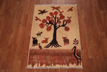 Hunting Animals Design Kazak Oriental Foyer Rug 2x3