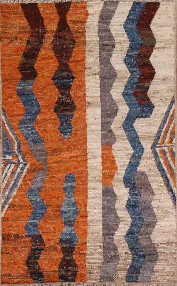 Hand-Knotted Moroccan Wool Area Rug 6x8