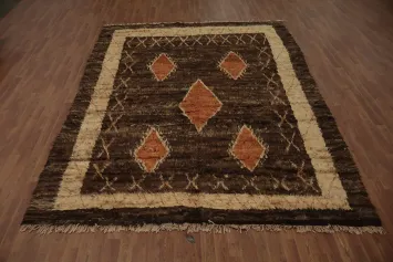 Dark Brown Moroccan Berber Area Rug 8x11