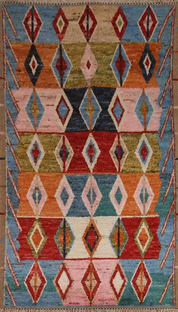 Hand-Knotted Moroccan Wool Area Rug 5x9