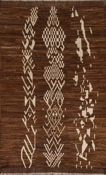 Dark Brown Moroccan Wool Area Rug 6x8