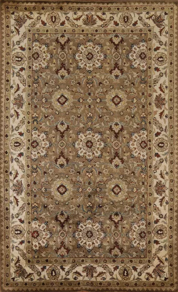 Brown Floral Agra Indian Area Rug 5x8