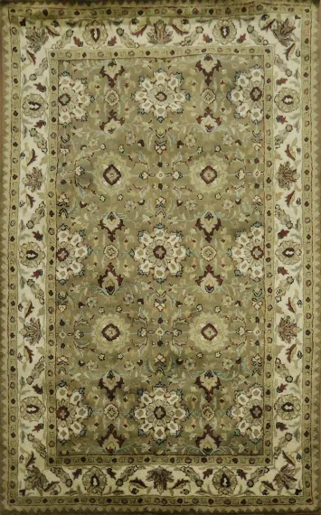 Brown Floral Agra Indian Area Rug 5x8