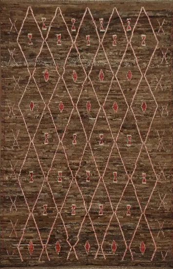 Elegant Moroccan Area Rug 7x10 with Geometric Diamond Patterns