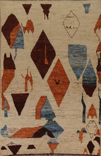 Geometric Moroccan Wool Area Rug 7x10