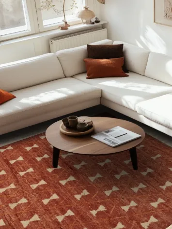 Chic Moroccan Area Rug 7x10 with Symmetrical Geometric Motifs