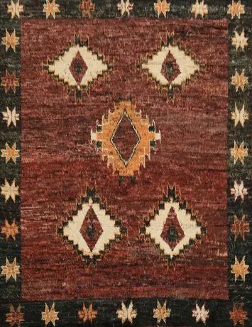 Vintage Inspired Ethnic Moroccan Rug Featuring Diamond Designs 9x12