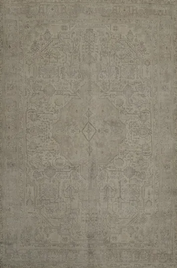 Distressed Tabriz Persian Area Rug 10x13 with Vintage Geometric Motifs