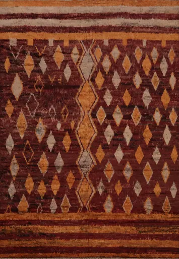 Stunning Artisanal Moroccan Area Rug 9x12 Deep Rich Hues and Unique Design