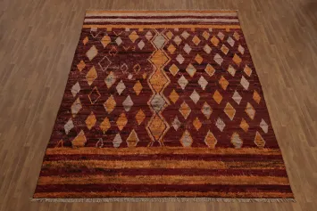Stunning Artisanal Moroccan Area Rug 9x12 Deep Rich Hues and Unique Design