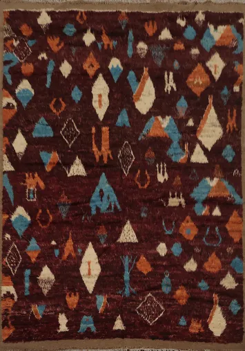 Artisanal Geometric Moroccan Area Rug 8x10 with Vibrant Patterns
