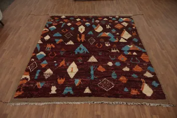 Artisanal Geometric Moroccan Area Rug 8x10 with Vibrant Patterns