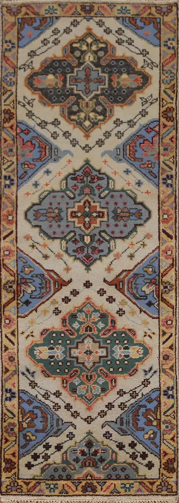 Geometric Heriz Serapi Runner Rug 3x8