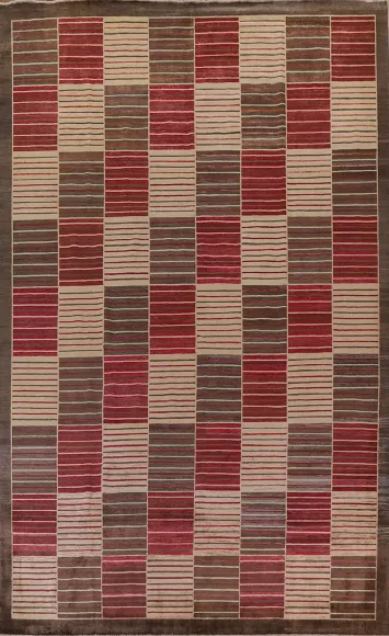 Checkered Gabbeh Kashkoli Large Area Rug 10x14