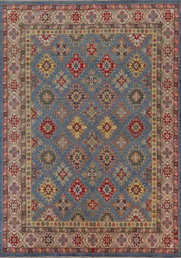 Light Blue Kazak Vegetable Dye Area Rug 8x10