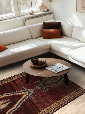 Vibrant Moroccan Area Rug 5x6 with Geometric Patterns