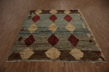 Moroccan Berber Area Rug 8x10 Featuring Timeless Diamond Motifs