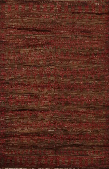 Brown Wool Moroccan Oriental Area Rug 6x8