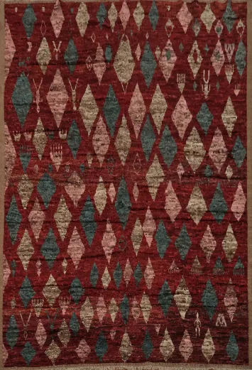 Red Moroccan Oriental Area Rug 9x12