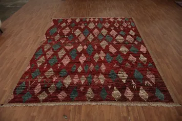 Red Moroccan Oriental Area Rug 9x12