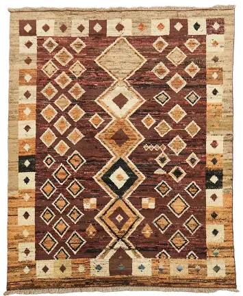 Rustic Charm: Earth-Toned Handmade Moroccan Rug 8x10 ft