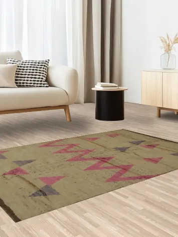 Moroccan Rug 4x6 with Eye-catching Chevron and Triangle Design