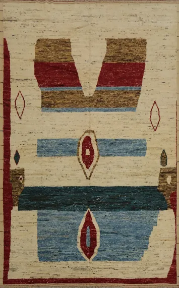 Rustic Moroccan Large Area Rug 10x14 with Geometric Patterns