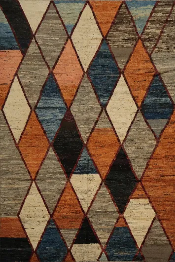 Bold Statement Multicolored Diamond Moroccan Area Rug 9x12