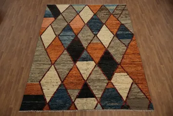 Bold Statement Multicolored Diamond Moroccan Area Rug 9x12