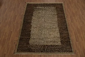Textured Moroccan Area Rug 7x10 with Dark Border Design