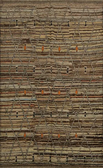 Hand-Knotted Wool Moroccan Area Rug 7x10