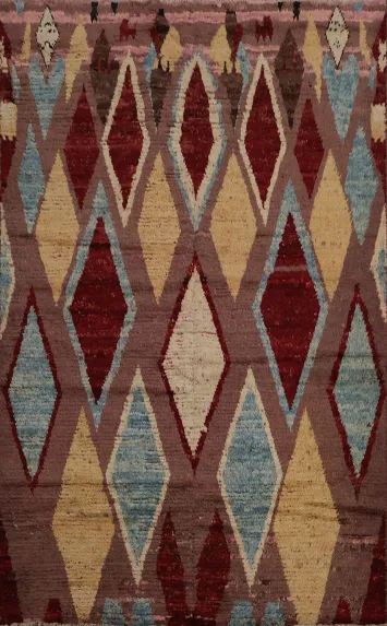 Artistic Moroccan Area Rug 6x8 with Symmetrical Geometric Motifs