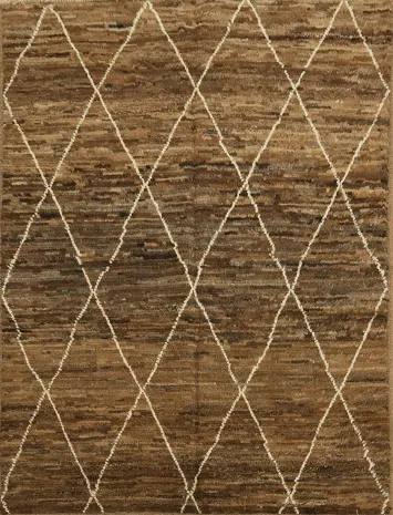 Trellis Moroccan Brown Wool Area Rug 5x7