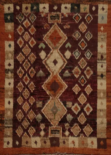 Moroccan Berber Area Rug 8x10 with Timeless Geometric Design