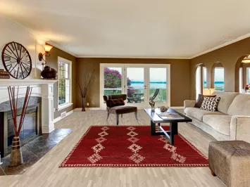 Red Geometric Moroccan Wool Area Rug 7x10