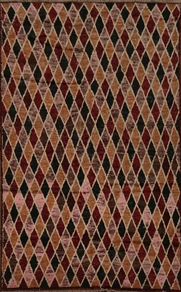 Elegant Geometric Rhombus Moroccan Area Rug 7x10 in Earthy Hues