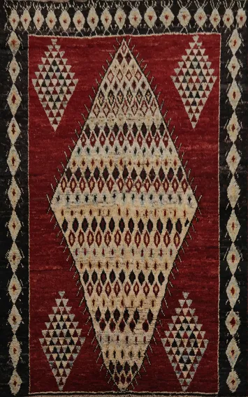 Red Tribal Diamond Moroccan Area Rug 7x10 for a Classic Look