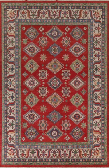 Geometrid Kazak Oriental Area Rug 9x12