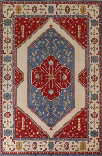 Ivory Kazak Geometric Area Rug 9x12